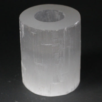 Selenite Candle Holders – Selenite Cylinder Candle Holder - 10 cm